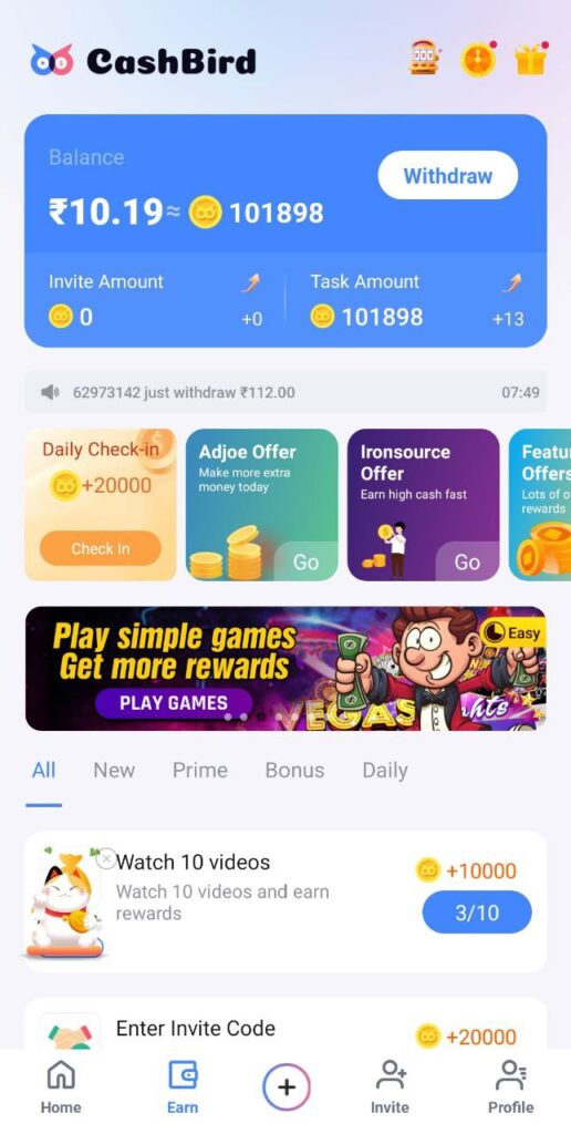 Cashbird watch videos earn money